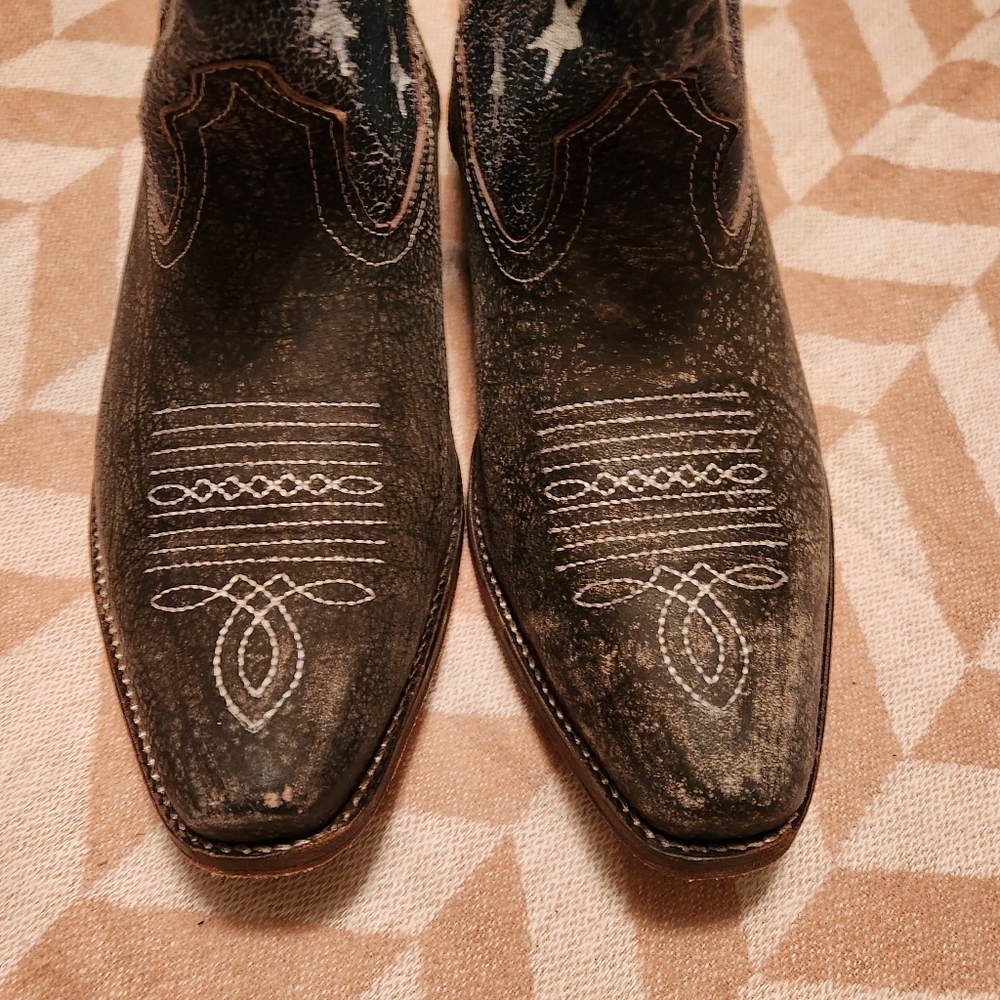 Roper American Patriotic Black and Red Western Boots - Picture 3 of 9